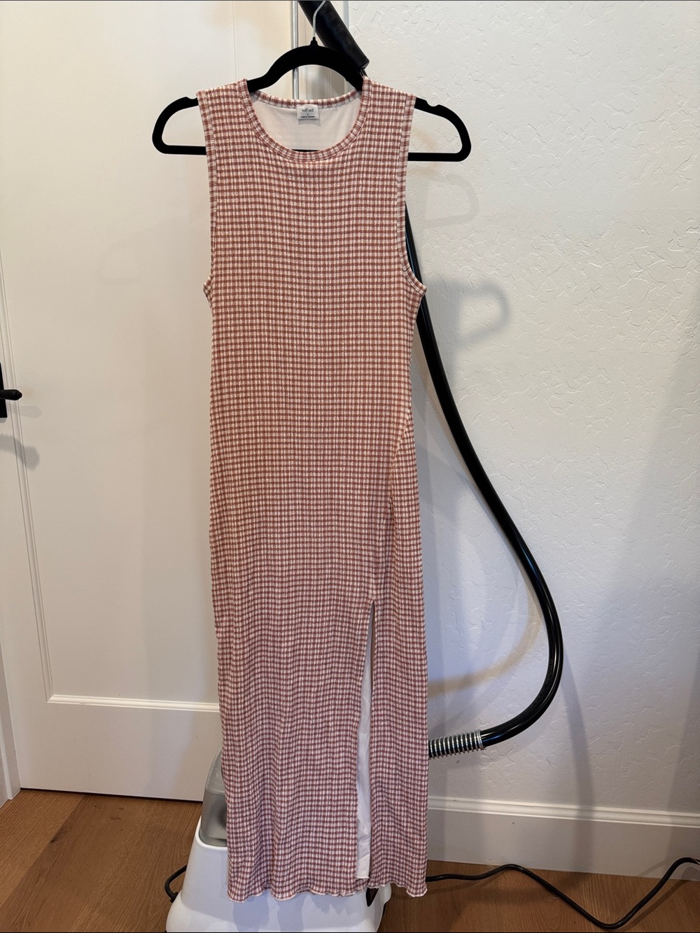 Sleeveless Maxi Dress in Dusty Rose Check